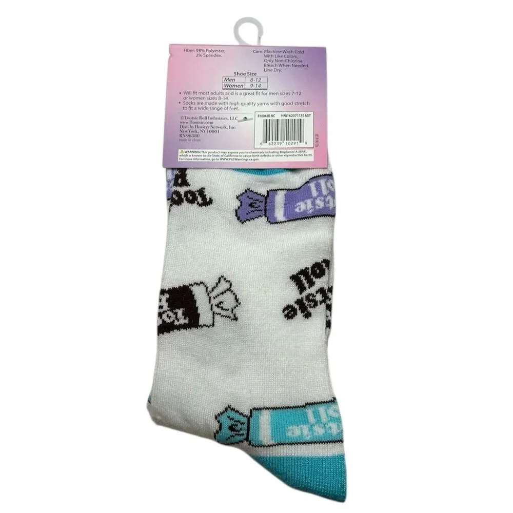 4x Tootsie Roll and Tootsie Pops Novelty Crew Socks Adult Set One Size